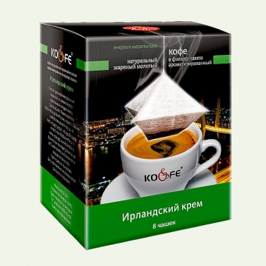 На фото изображено ИРЛАНДСКИЙ КРЕМ кофе в фильтр-пакете (САШЕ)