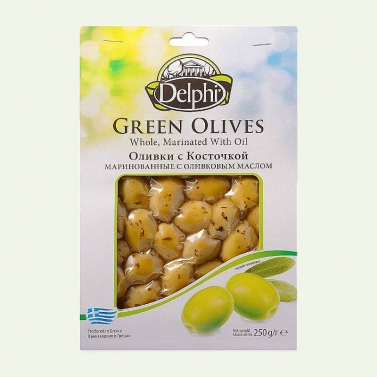 Оливки с косточкой маринованные DELPHI, 250г