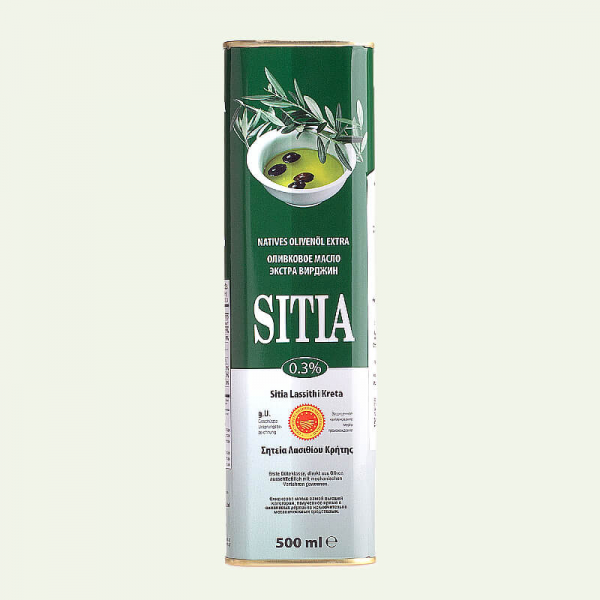 На фото изображено Масло оливковое Extra Virgin 0,3% SITIA